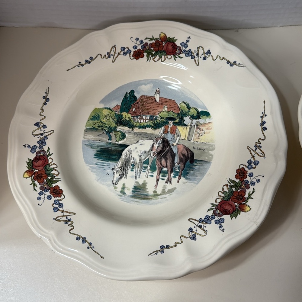Sarreguemines Obernai Soup Salad 9”Bowls Set of 4 Vintage H Loux Made in France - Picture 2 of 10